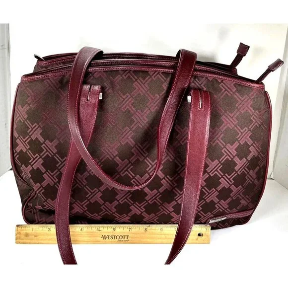 Tumi Womens Signature Maroon Burgundy Multi Compartment Laptop Briefcase Bag